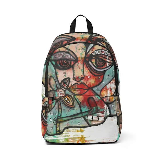 Fairy Backpack Laptop Book Bag With Original Angel Face Flower Artwork Trendy Kids Teen Adult Back to School Gift Bag Hippie Funky Gift Idea Etsy