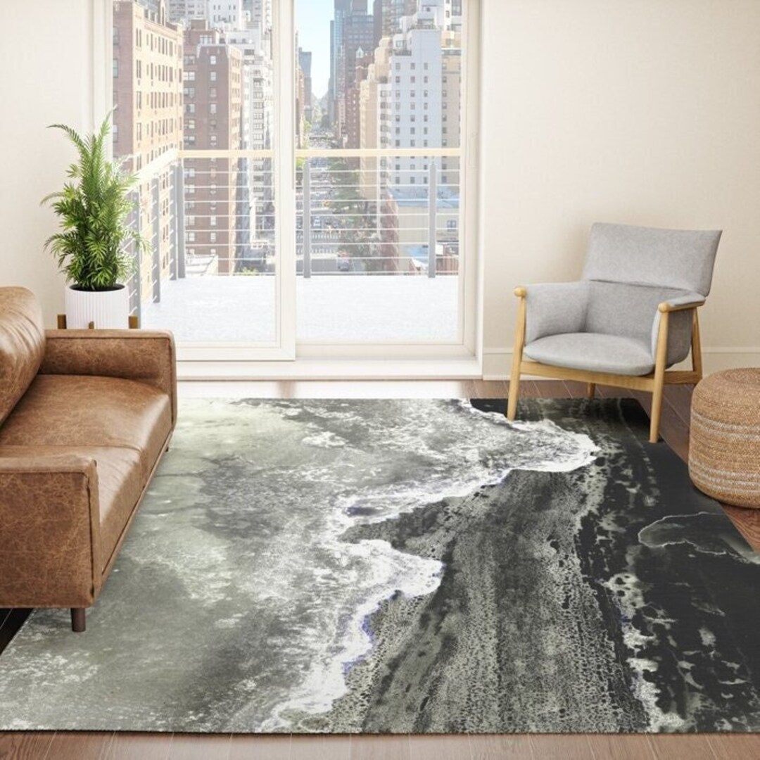 Organic Abstract Ocean Artwork on Area Rugs Accent Throw Rug Painting ...