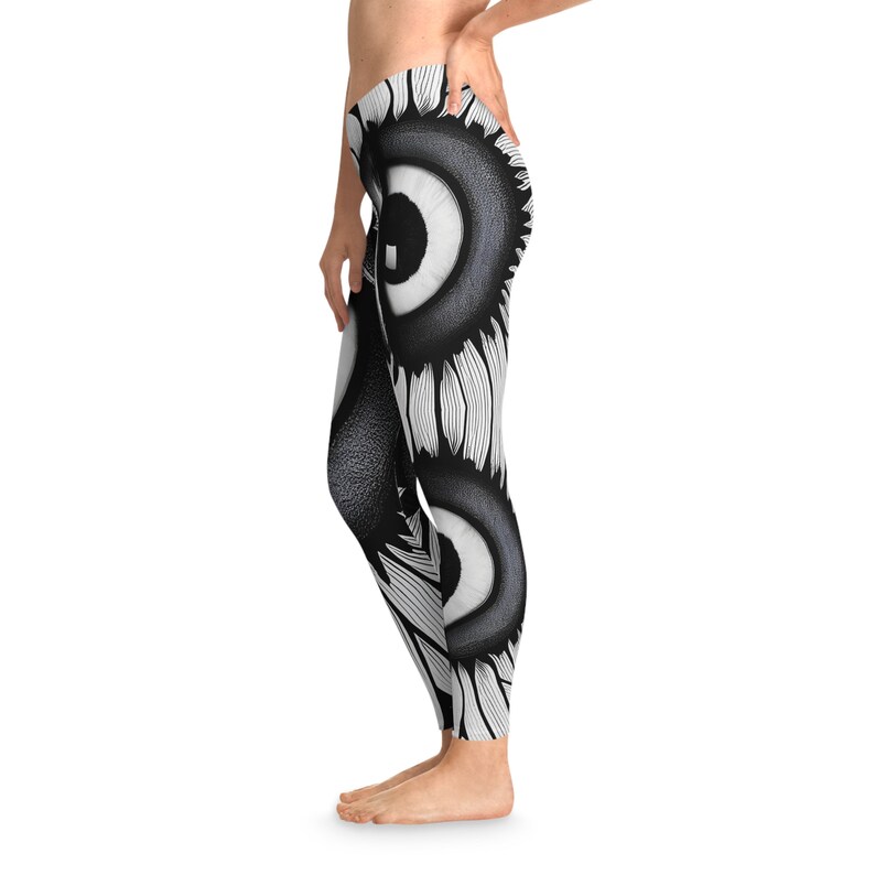 Funny Eyes Leggings Stretchy Yoga Pants Gym Gear Unique Sports Crazy Fashion Black White Workout Training Dance Fun Casual Comfy XS - 2XL image 4