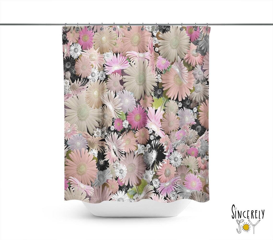 Floral shower curtain folk art shower curtains hippy art Etsy