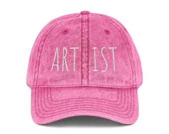 Artist Embroidery Cap Made of Cotton | Vintage Washed Baseball Hat | Art Teacher, Student Gifts | Unisex