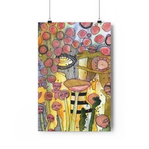Trippy Giclée Art Print Intuitive Mixed Media Artist Thick Matte Prints Unique Painting Style Abstract Artwork Wall Hanging Psychedelic Art image 1