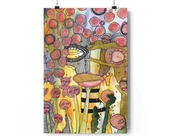 Trippy Giclée Art Print Intuitive Mixed Media Artist Thick Matte Prints Unique Painting Style Abstract Artwork Wall Hanging Psychedelic Art