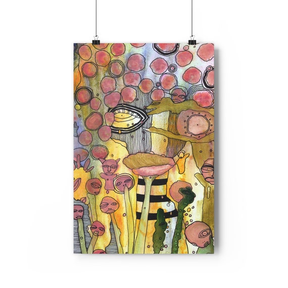 Trippy Giclée Art Print Intuitive Mixed Media Artist Thick Matte Prints Unique Painting Style Abstract Artwork Wall Hanging Psychedelic Art