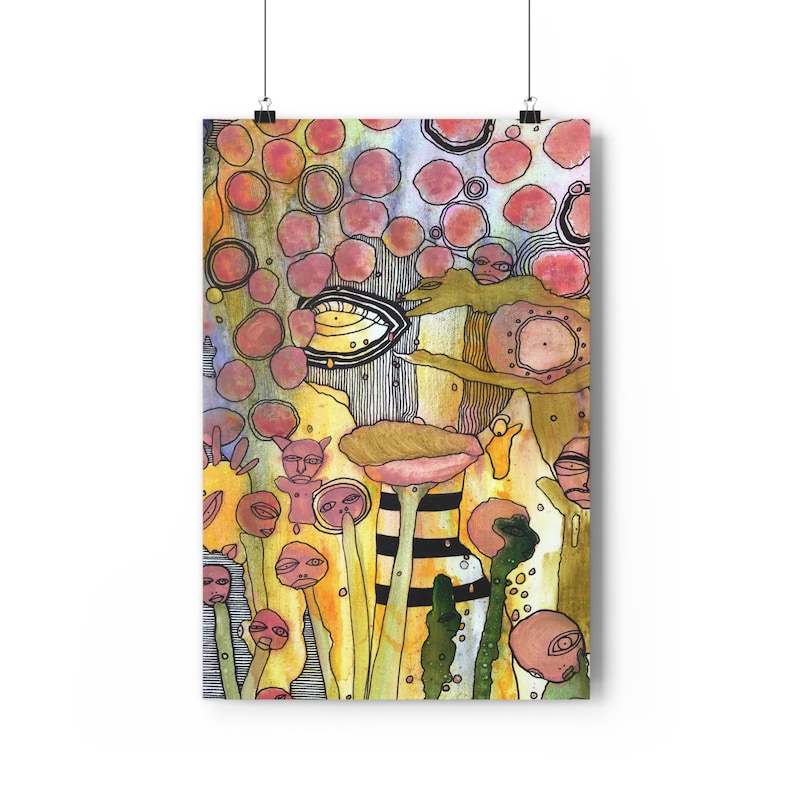 Trippy Giclée Art Print Intuitive Mixed Media Artist Thick Matte Prints Unique Painting Style Abstract Artwork Wall Hanging Psychedelic Art image 1
