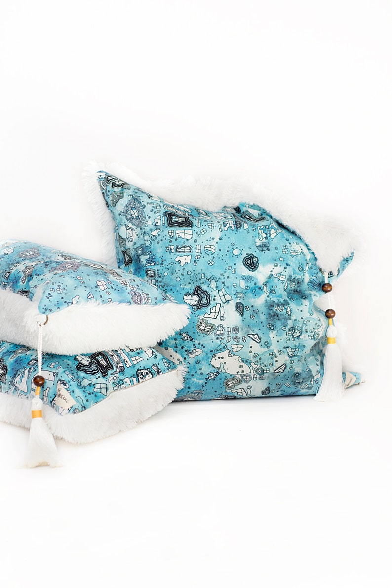 Large Blue Boho Throw Pillows SET OF 3 Art Throw Pillows - Etsy