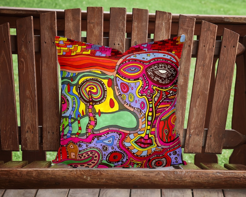 COLORFUL Outdoor Patio Throw Pillows ABSTRACT Paintings Etsy