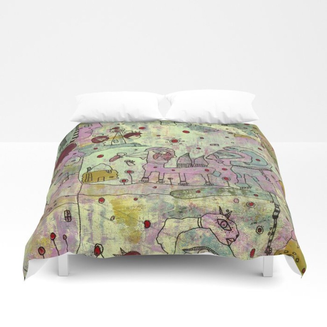 Colorful Fun Duvet Cover Unique Art on Bedding Blanket Artist Etsy