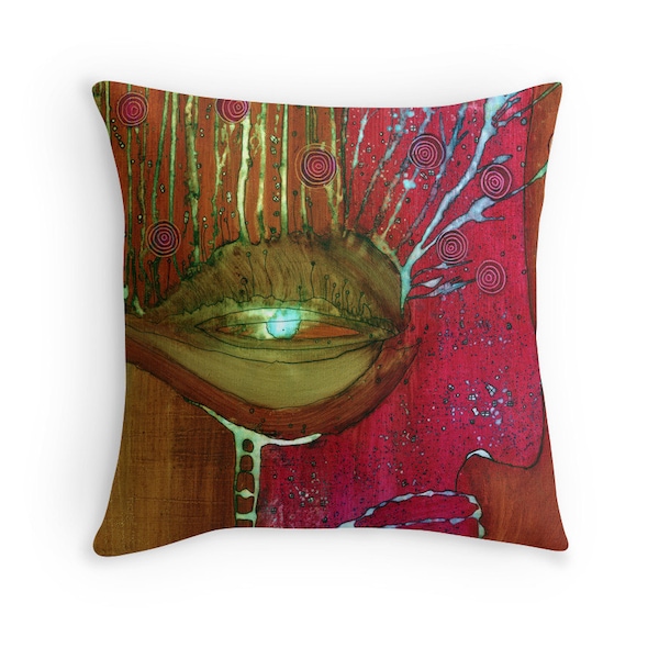 Colorful Throw Pillow Cover Art Unique Decorative Magenta Artist Pillow Watercolor Pillow Cover for Boho Gypsy Home Bedroom Living Room Dorm