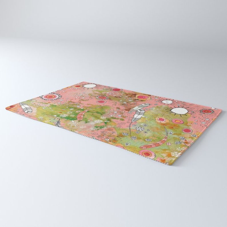 Boho Carpet Colorful Area Rugs Happy Fun Hippie Feathers Flowers Eclectic Bohemian Decor for Bedroom, Living Room, Dorm Rug Floor Designs image 5