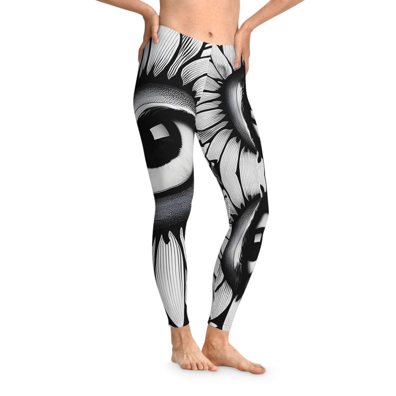 Funny Eyes Leggings Stretchy Yoga Pants Gym Gear Unique Sports Crazy Fashion Black White Workout Training Dance Fun Casual Comfy XS - 2XL image 5
