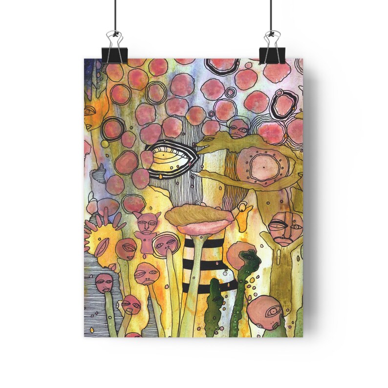 Trippy Giclée Art Print Intuitive Mixed Media Artist Thick Matte Prints Unique Painting Style Abstract Artwork Wall Hanging Psychedelic Art image 5