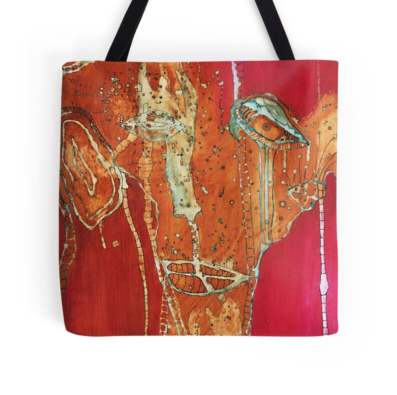 Colorful Tote Bag Beach Bags Original art Surreal artist C.Cambrea Canvas Grocery Tote Reusable Gym Bag Accessories Bohemian Decor Design bild 1