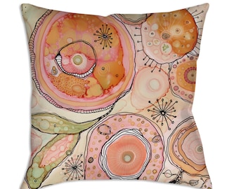 Abstract floral throw pillow art floral peach pillow abstract cushion abstract art pillow unique pillow shabby chic pillow flower pillow