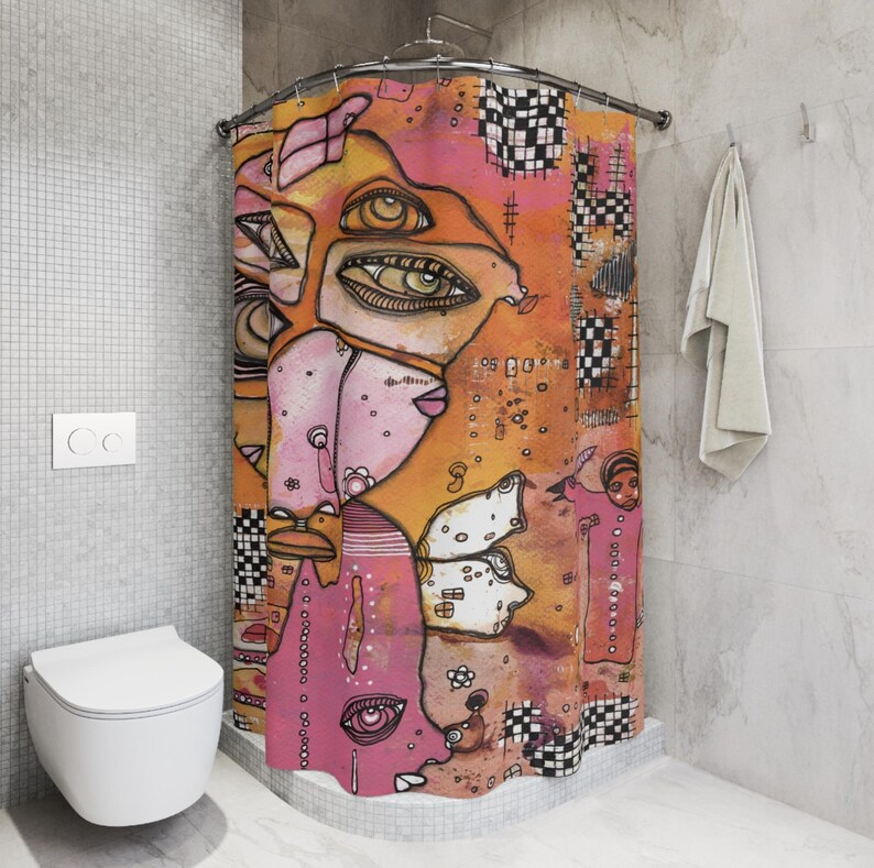 SincerelyJoyStore Abstract Mixed Media Shower Curtain - Thumbnail 5