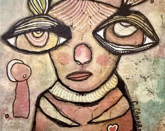 Original Artwork Mixed Media Painting "Remind Me" Mini Intuitive Artist Abstract Outsider Abstract Visionary Canvas Wall Art by C.Cambrea