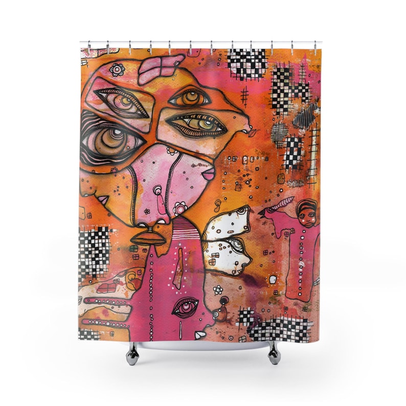 SincerelyJoyStore Abstract Mixed Media Shower Curtain