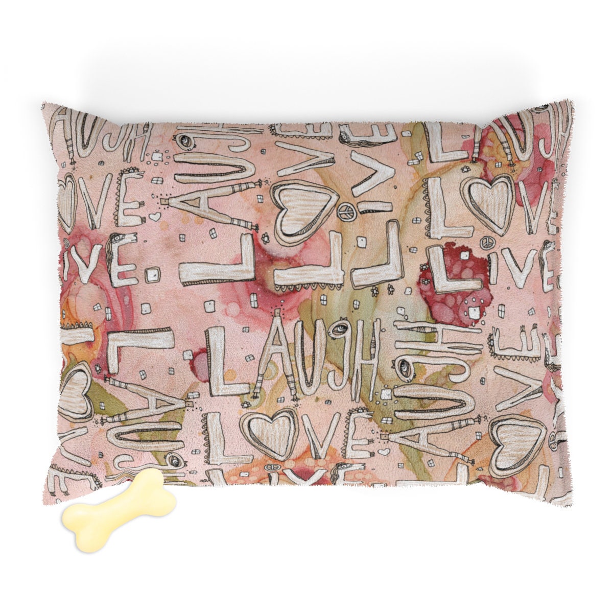 Inspiring Dog Cat Pet Bed Decor Laugh Love Live Artwork Design Fleece Washable Beds For Large Small Or Artist Designer Fun Pet Gifts