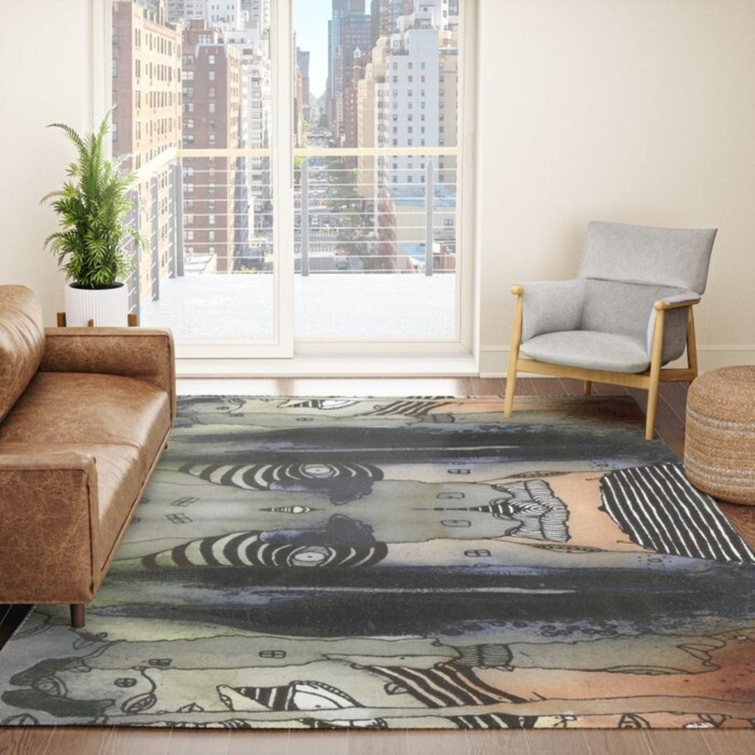 Psychedelic Rug Artist Area Rug Unique Art Man Cave Carpet Floor Decor
