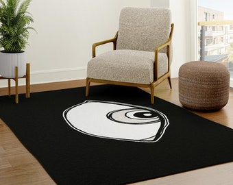 BIG EYE Welcome Mat Black White Artwork Modern Art Accent Throw Rug Artist Unique Unusual Art Rugs Office Dorm Home Decor Design ideas goals