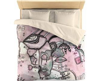 Dekbedovertrek Mauve Dekbedovertrek Speels "Tangled" Origineel Kunstwerk Leuke Slaapkamerdecoratie Dekens Studentenkamer Kinderkamer Kunst Designer Beddengoed
