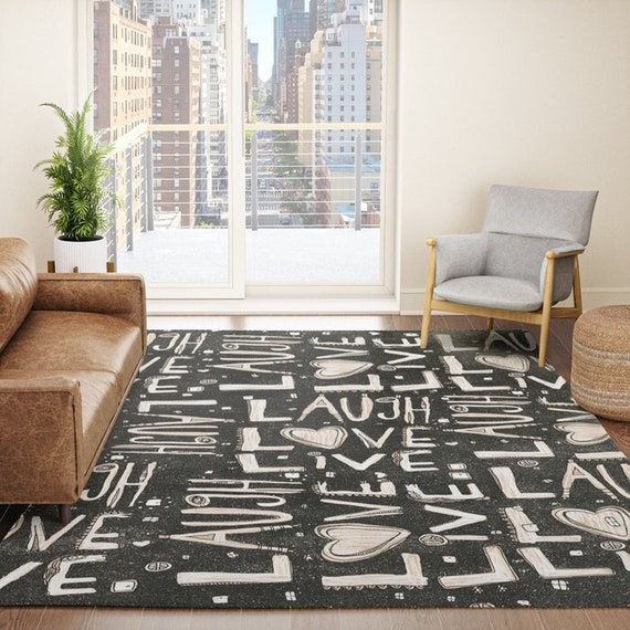 White Rugs Living Room, Black White Rug