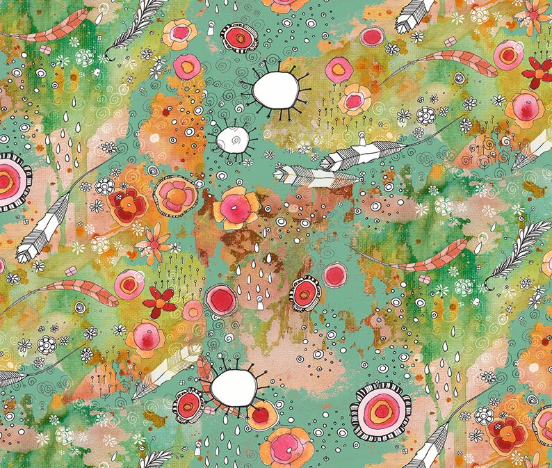 Feathers Duvet Cover Green Boho Duvet Cover Art Funky Duvet Etsy