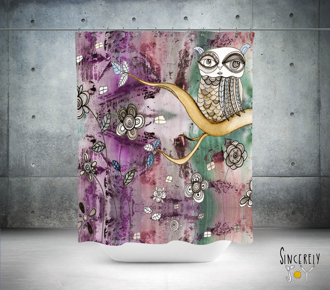 Bohemian Style Owl Shower Curtains Colorful Whimsical Boho Shower
