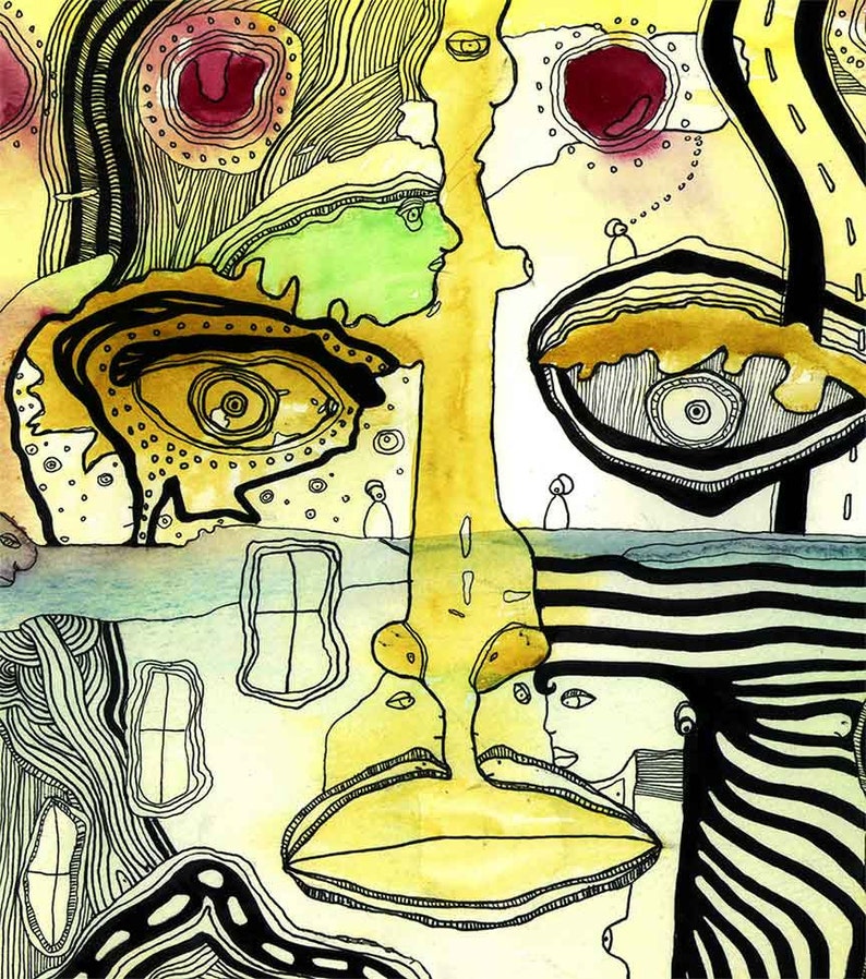 Colorful Abstract Face Art Area Rug Carpet Psychedelic Artist Etsy