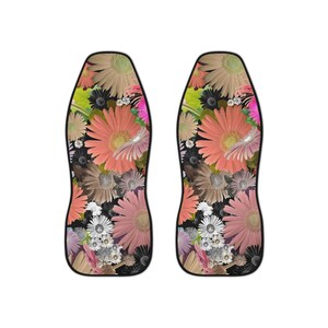 Hippie Vibe Car Seat Covers Bright Colorful Fun Boho Happy Sun Flower Floral SUV Vehicle Seat Covers Hippy Car Accessories New Car Gifts Mom image 2