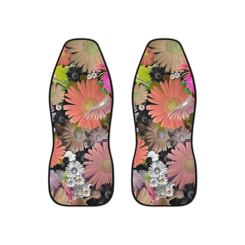 Hippie Vibe Car Seat Covers Bright Colorful Fun Boho Happy Sun Flower Floral SUV Vehicle Seat Covers Hippy Car Accessories New Car Gifts Mom image 2
