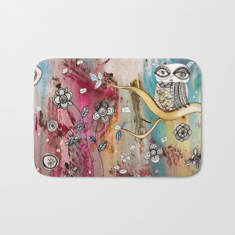 Colorful Bohemian Owl Bath Mat for Kitchen Bathroom Etsy