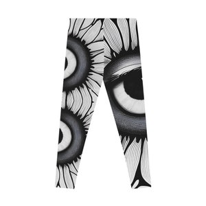 Funny Eyes Leggings Stretchy Yoga Pants Gym Gear Unique Sports Crazy Fashion Black White Workout Training Dance Fun Casual Comfy XS - 2XL image 7