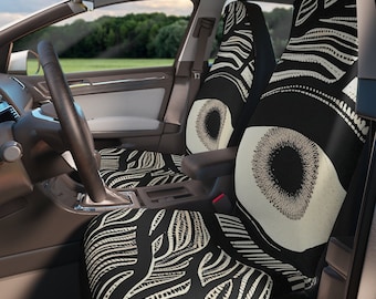 Crazy Car Seat Covers Big Eyes Art Car SUV Vehicle Seat Cover Unique Designer Trippy Graphic Gothic Psychedelic Car Accessories New Car Gift