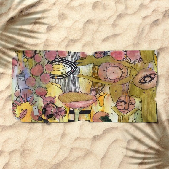 Unique Pink Abstract Art Beach Towel Bath Towels Fun Artist - Etsy Italia