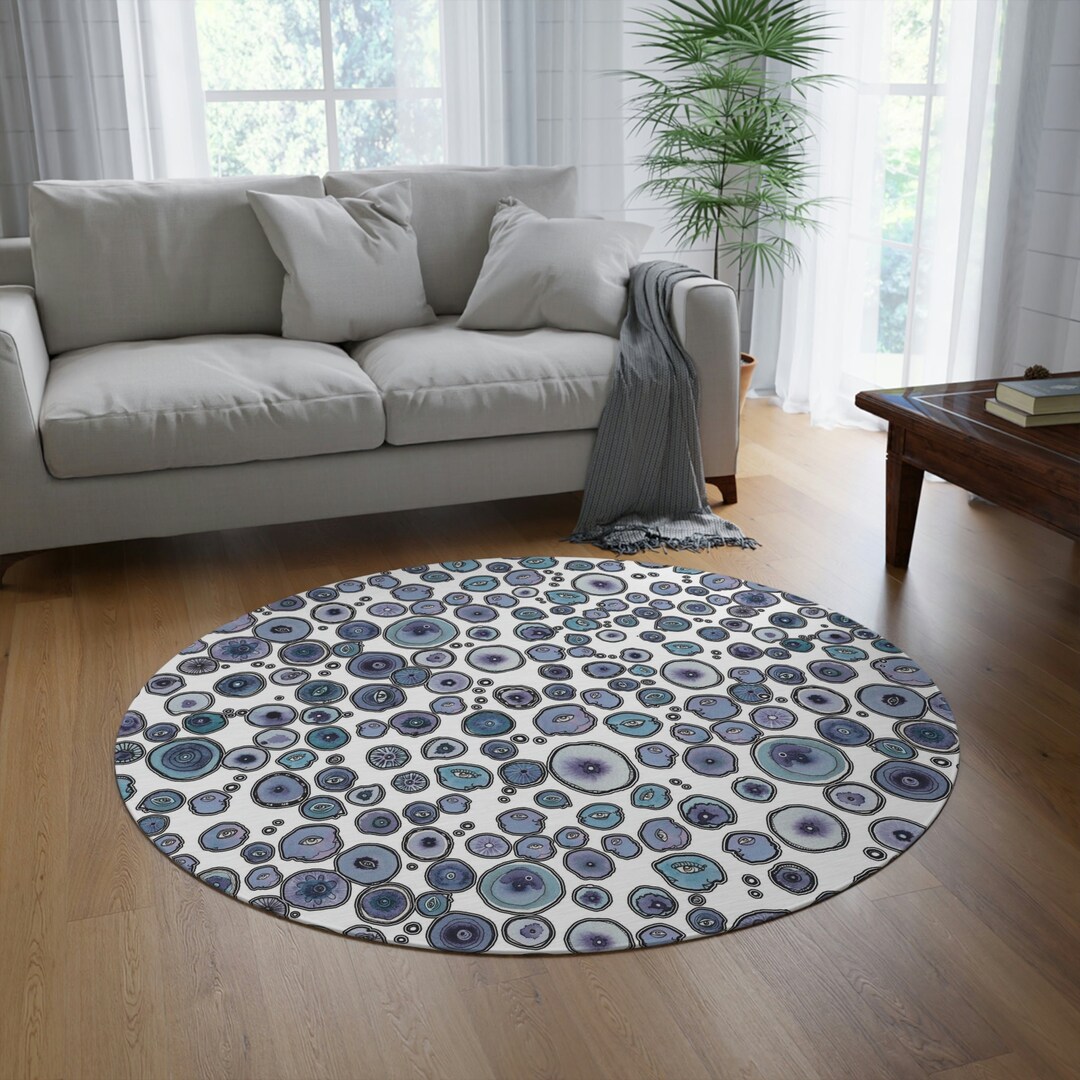Blueberries on Round Rug 5 X 5 Blueberry Friends Artwork Carpets Area ...