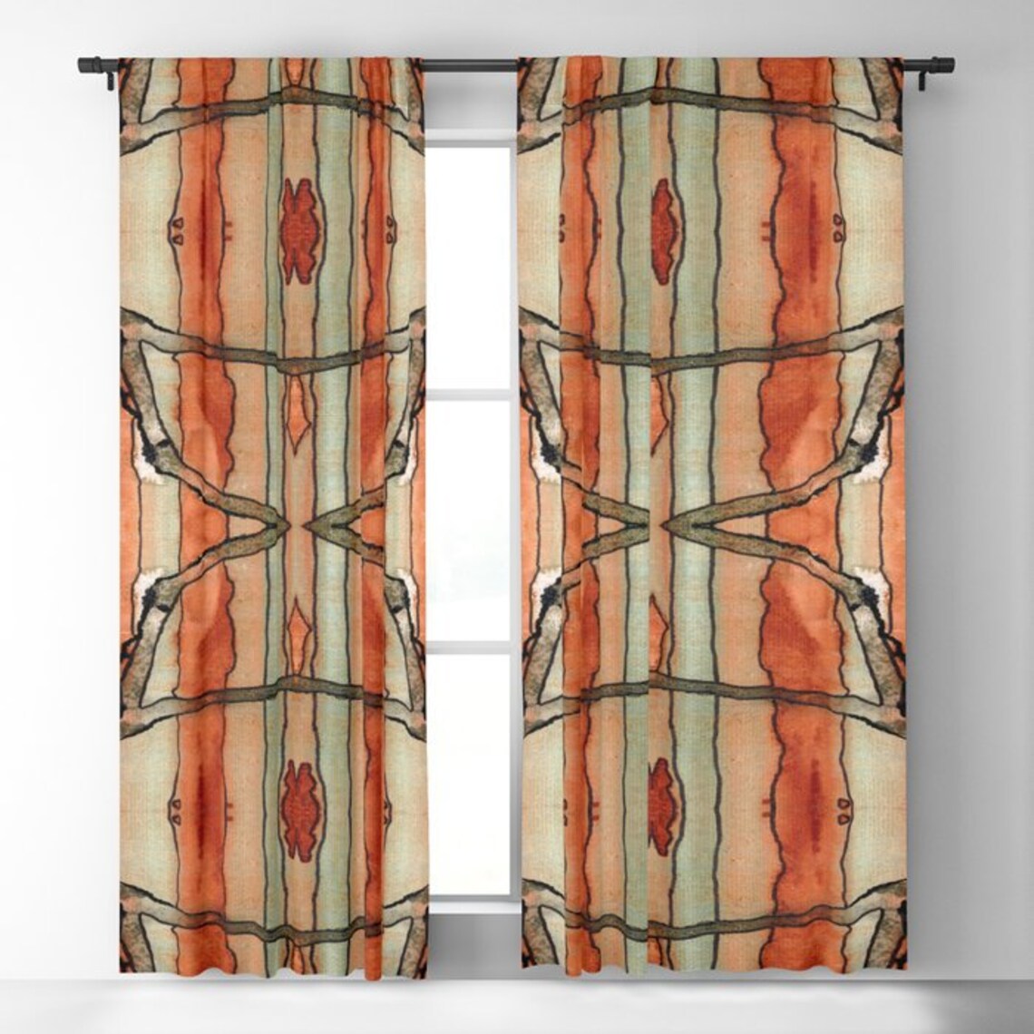 Neutral Colors Rusty Boho Blackout or Sheer Curtains Bohemian Etsy