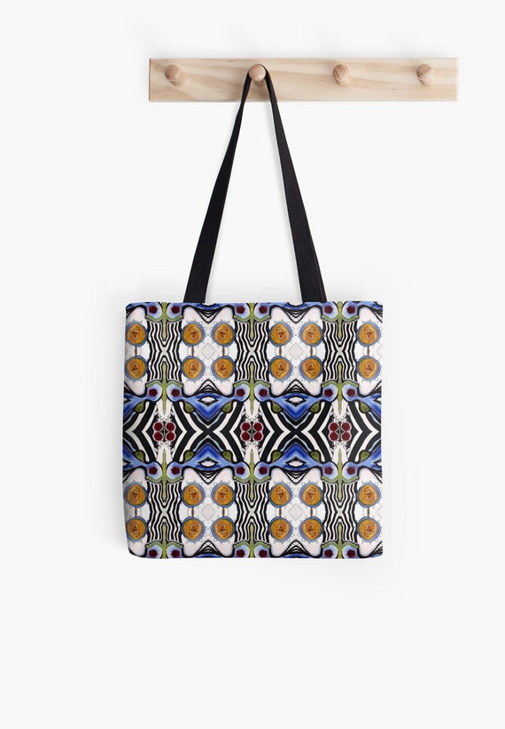 Beach Bag Blue Canvas tribal Sun Tote Bag | Etsy