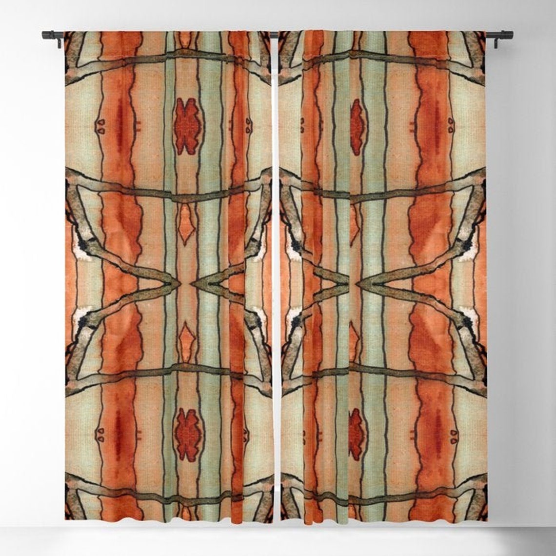 Neutral Colors Rusty Boho Blackout or Sheer Curtains Bohemian Etsy