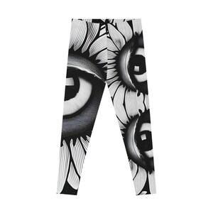Funny Eyes Leggings Stretchy Yoga Pants Gym Gear Unique Sports Crazy Fashion Black White Workout Training Dance Fun Casual Comfy XS - 2XL image 6