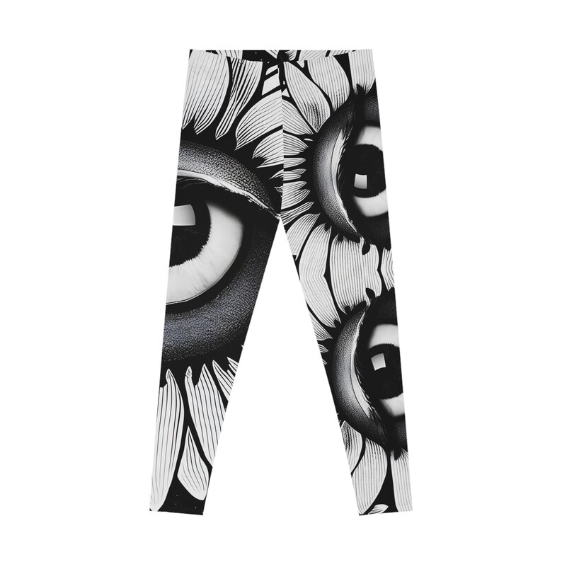Funny Eyes Leggings Stretchy Yoga Pants Gym Gear Unique Sports Crazy Fashion Black White Workout Training Dance Fun Casual Comfy XS - 2XL image 6