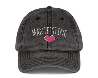 Embroidered Vintage Cap- Manifesting Love | Distressed Baseball Hat