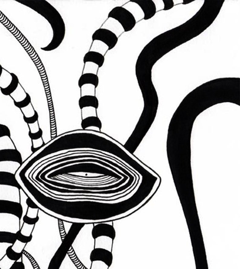 UNIQUE Black White Abstract Art Shower Curtain Funky Outsider Etsy