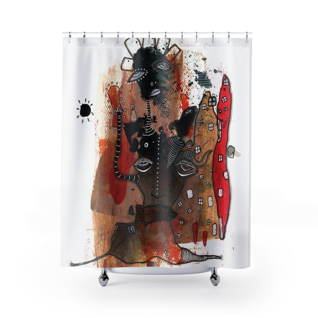 Unusual Shower Curtain Bizarre Abstract Art Bathroom Decor Accessories Unique Intuitive Artwork