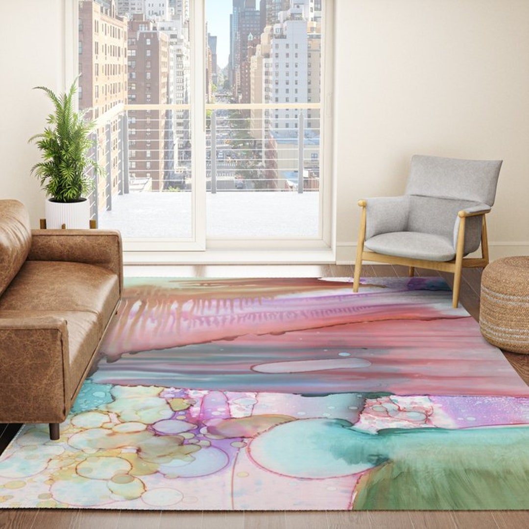 Colorful Watercolor Rug Artist Abstract Rug Carpet for Bedroom, Living ...