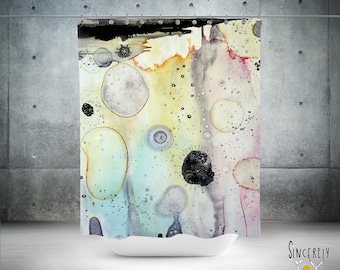 Neutral Pastel Organic Abstract Art on Shower Curtains Unique Watercolor Painted Artwork Shower Curtain Artist Bathroom Accessories Fun Gift