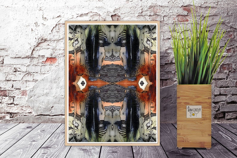 Psychedelic Watercolor Abstract Art Print Download Printable Art Original Psychedelic Art Abstract Art Prints Unique Downloadable Artwork image 7