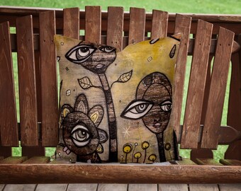 Unique PATIO Pillow Intuitive Floral Art Painting Outdoor Throw Pillows Cushions Outside Garden Home Decor Artist Flowers Designs Gift Ideas