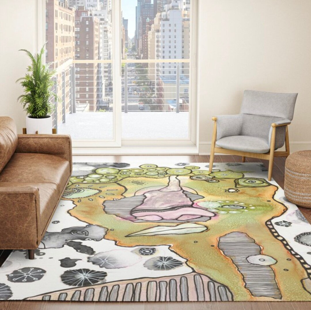 Weird Area Throw Rug Unique Painting on Colorful Area Rugs Carpet