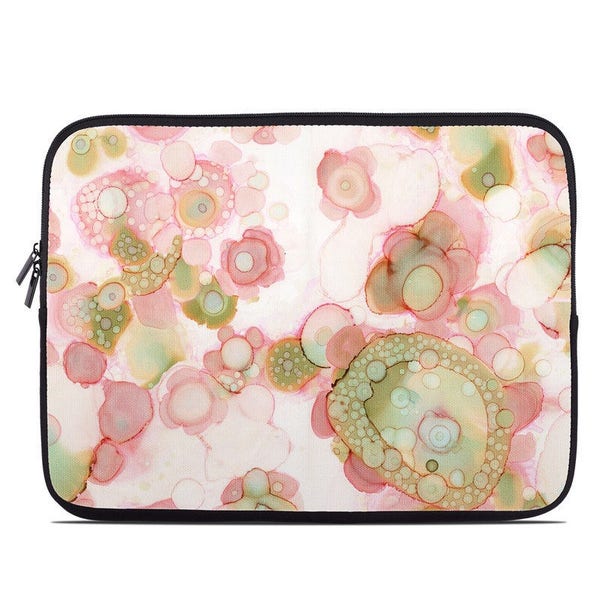 Pink green organic abstract computer sleeve case tablet sleeve art laptop bag artist sleeve back to school gift computer bag case